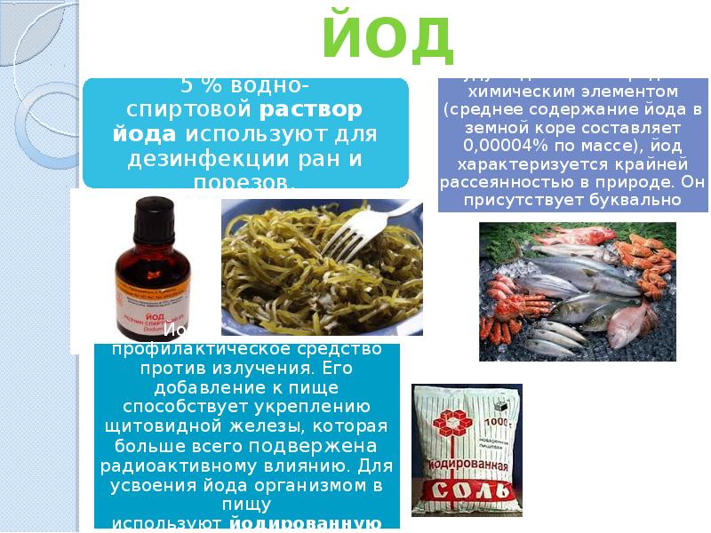 Применение йода. Нахождение йода в природе. Неметаллы в организме человека. Йод в жизни человека. Соединения йода в природе.