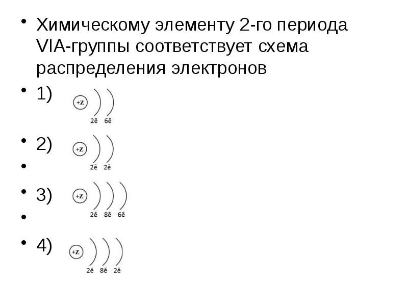 Распределение электронов в атоме соответствует схеме