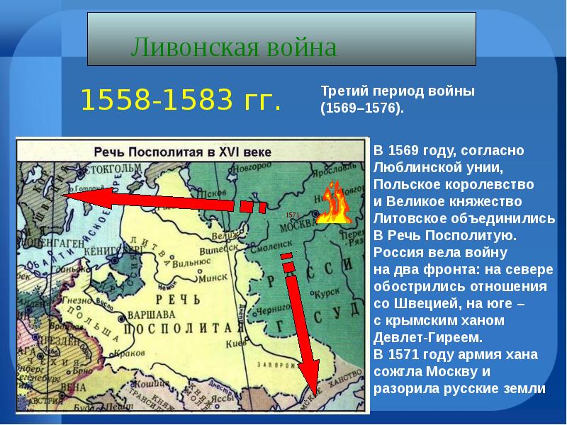 Презентация ливонская война 1558 1583 история 7 класс по торкунову