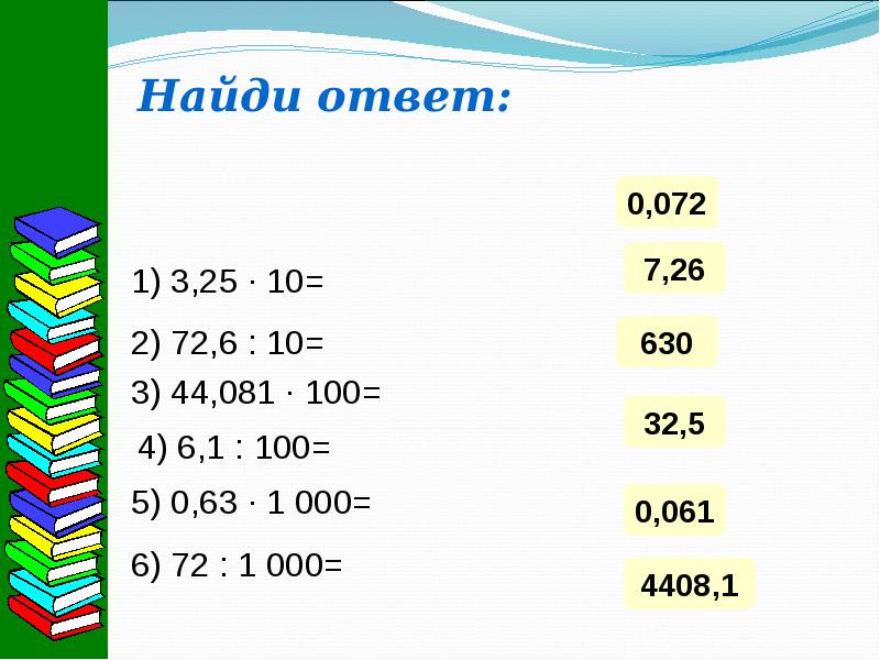 Перенос запятой в положительной десятичной дроби 6 класс никольский презентация