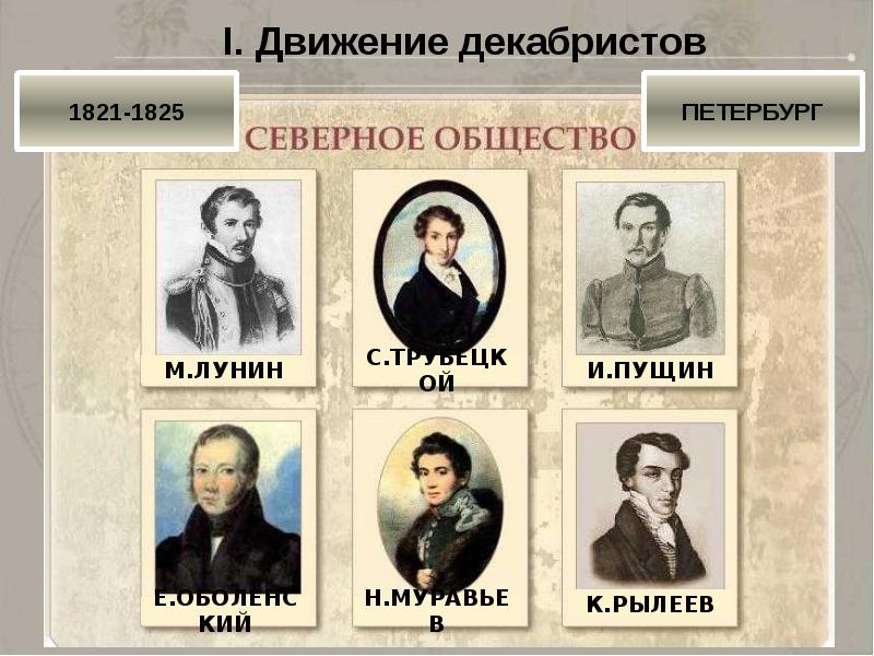 Северные декабристы. Представители Декабристов 1811-1826. Представители Декабристов 19 века. Декабристы Южное и Северное общество представители. Лидеры Декабристов.