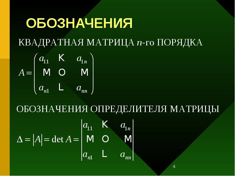 Вычисление определителей презентация