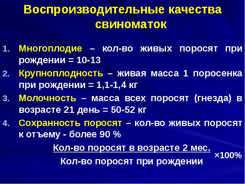 Воспроизводительные качества свиноматок
Воспроизводительные качества свиноматок
Многоплодие – кол-во живых Воспроизводительные качества свиноматок
Воспроизводительные качества свиноматок
Многоплодие – кол-во живых