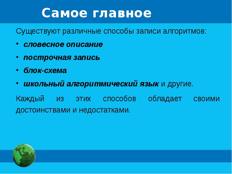 Способы записи алгоритмов презентация