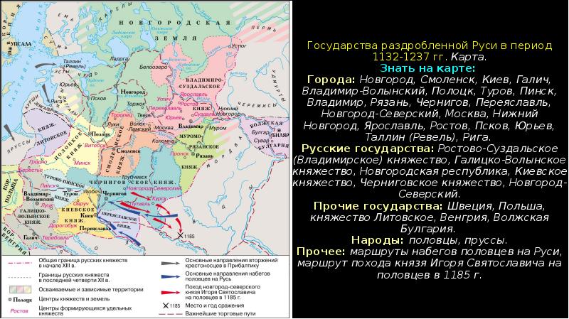 Начало политической раздробленности государства русь контурная карта 6 класс