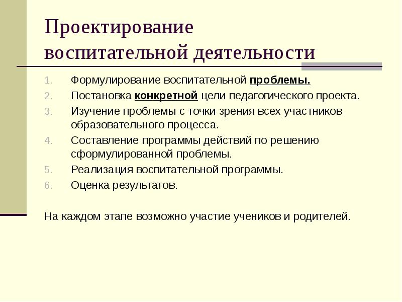 Цель педагогического проекта