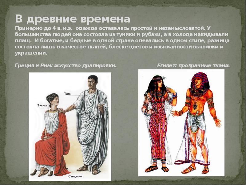 История костюма от древности до нового времени