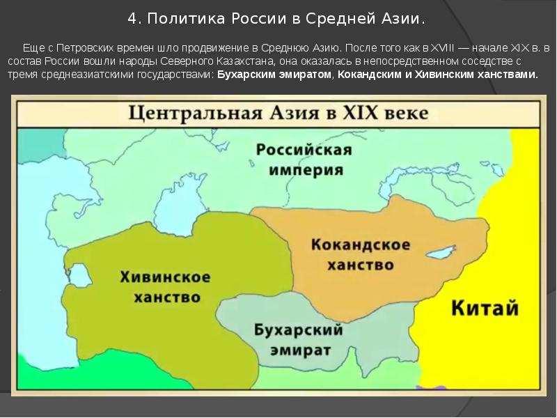 Средняя азия в 19 веке карта