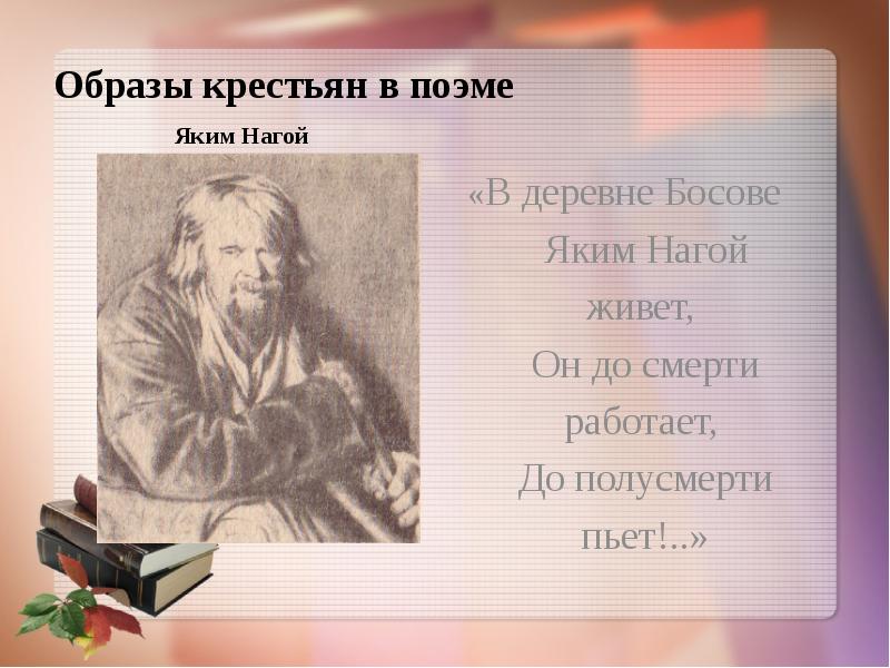 Кому на руси жить образы крестьян. Яким Нагой презентация. Образ крестьян Якима нагого. Народные образы яким Нагой. В деревне босове яким живет.