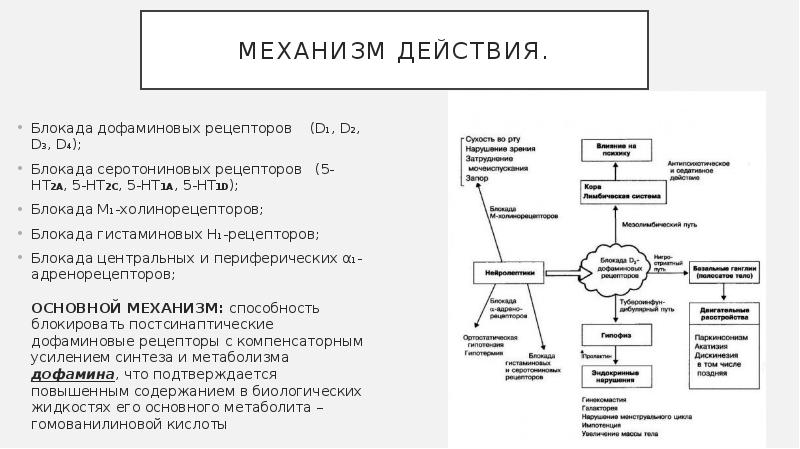 Механизм действия нейролептиков схема