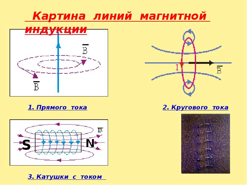 Виды линий магнитной индукции. Картина силовых линий магнитного поля прямого тока. Картина силовых линий магнитного поля прямого и кругового токов. Магнитные силовые линии индукции. Линии магнитной индукции прямого проводника с током.