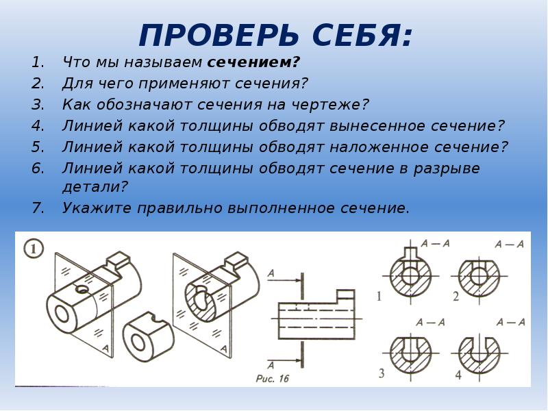 Какой линией обводят внешние контуры детали на чертеже