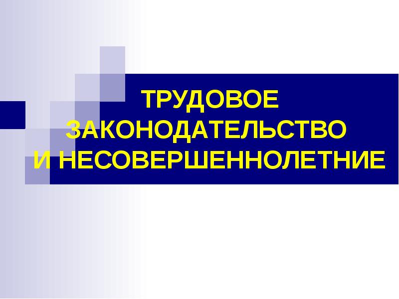 ТРУДОВОЕ ЗАКОНОДАТЕЛЬСТВО И НЕСОВЕРШЕННОЛЕТНИЕ ТРУДОВОЕ ЗАКОНОДАТЕЛЬСТВО И НЕСОВЕРШЕННОЛЕТНИЕ