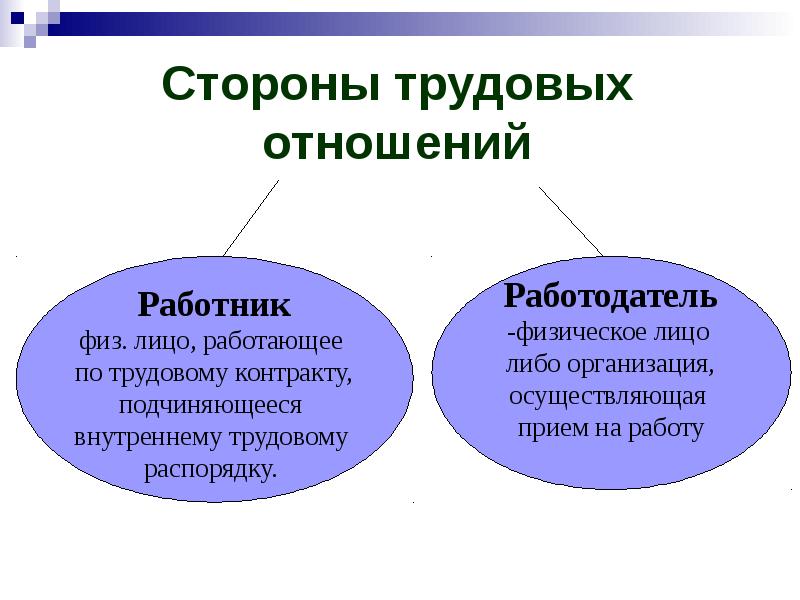 Стороны трудовых отношений Стороны трудовых отношений