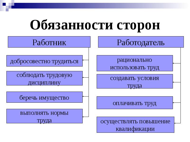 Обязанности сторон Обязанности сторон