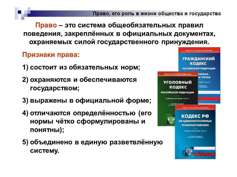 Право и роль в жизни общества и государства презентация 9 класс