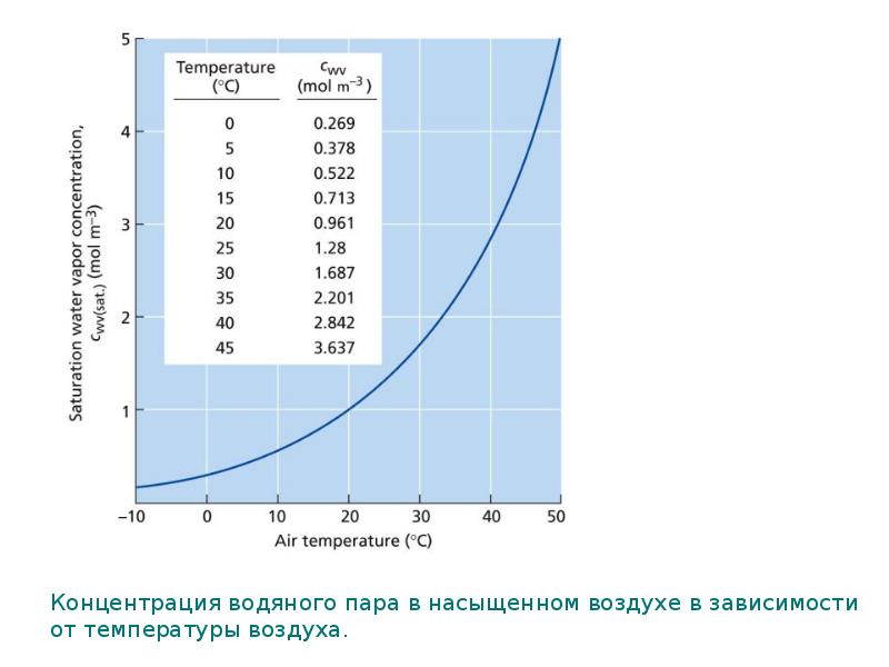 Зависимость пара. Зависимость водяного пара от температуры воздуха. Концентрация водяного пара. Содержание водяных паров в воздухе. Концентрация водяного пара в воздухе.