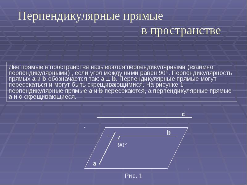 Записать определение перпендикулярности прямой и плоскости с рисунком