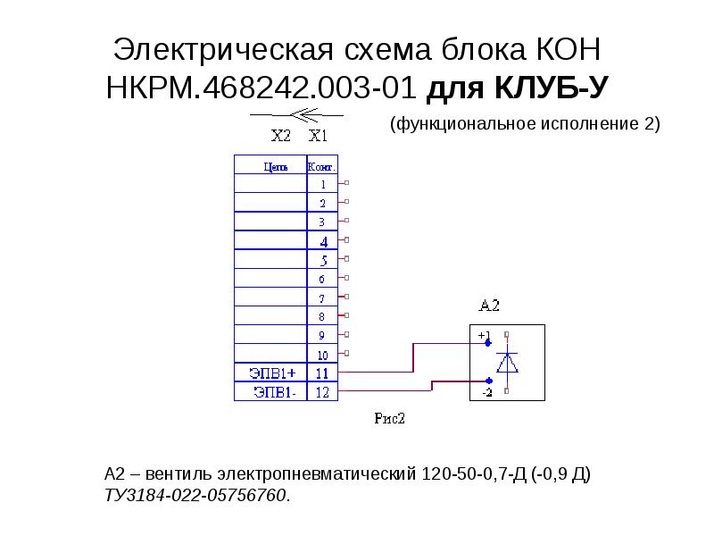 Электрическая схема блока КОН НКРМ.468242.003-01 для КЛУБ-У
