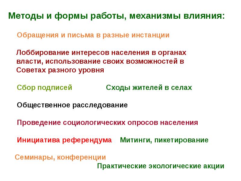 Методы участия общественности в управлении лесами. Закон обращения воздействия.