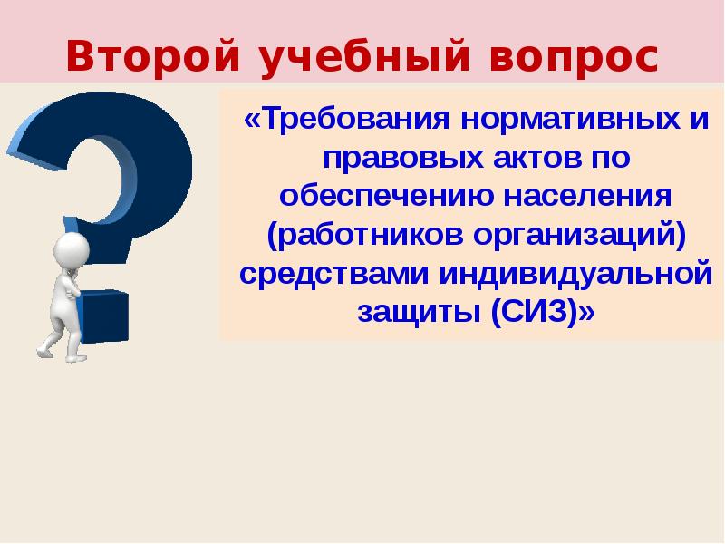 Образовательный вопрос. Учебные вопросы. СИЗ правовые акты. Вопрос требует.