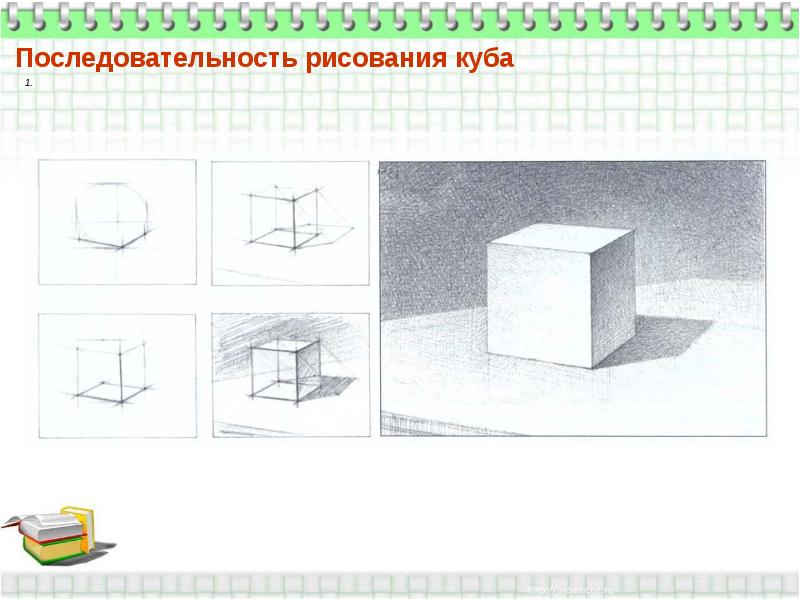 Рисование Куба. Последовательность рисования Куба. Этапы рисования Куба. Куб для рисования.