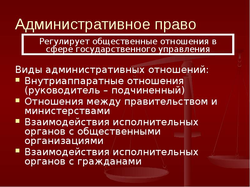 Виды административно-правовых отношений. Виды административных правоотношений. Административные правовые отношения.