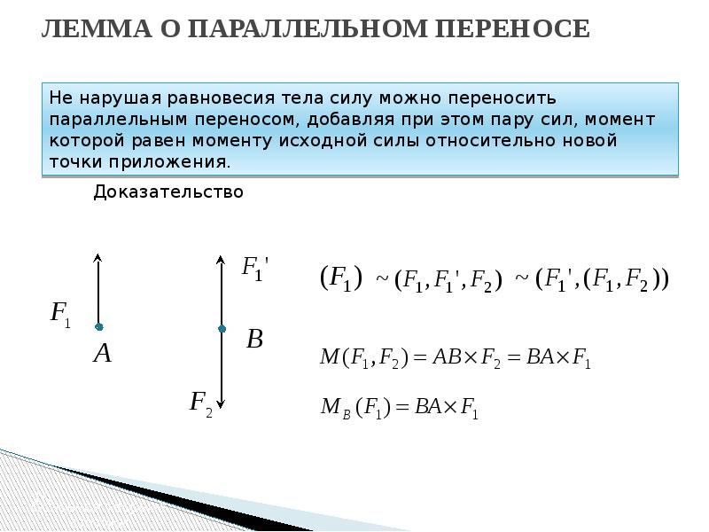 Лемма о параллельном переносе силы