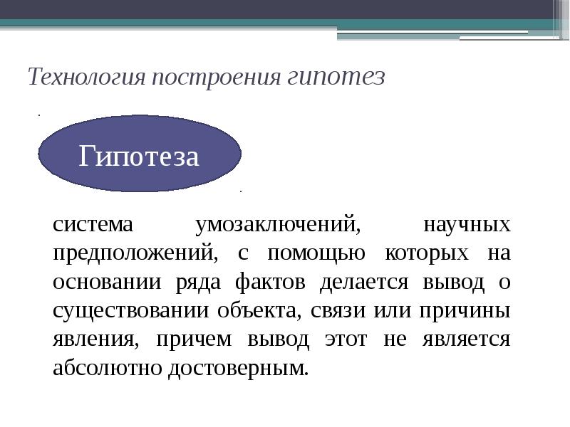 Технология построения гипотез система умозаключений, научных предположений, с помощью которых на