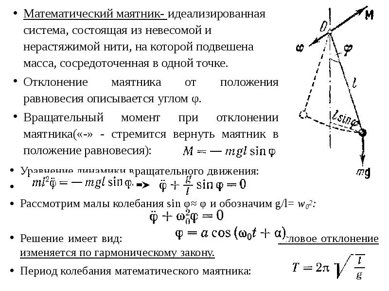 Колебания нитяного маятника