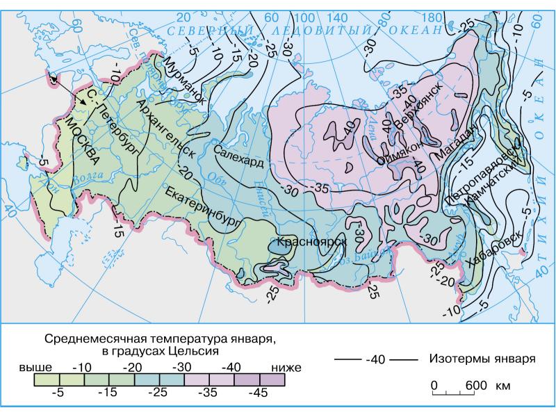 Средняя температура карта россии