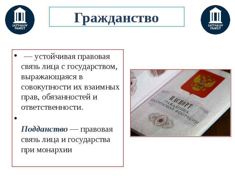 Гражданство в рф презентация 10 класс право