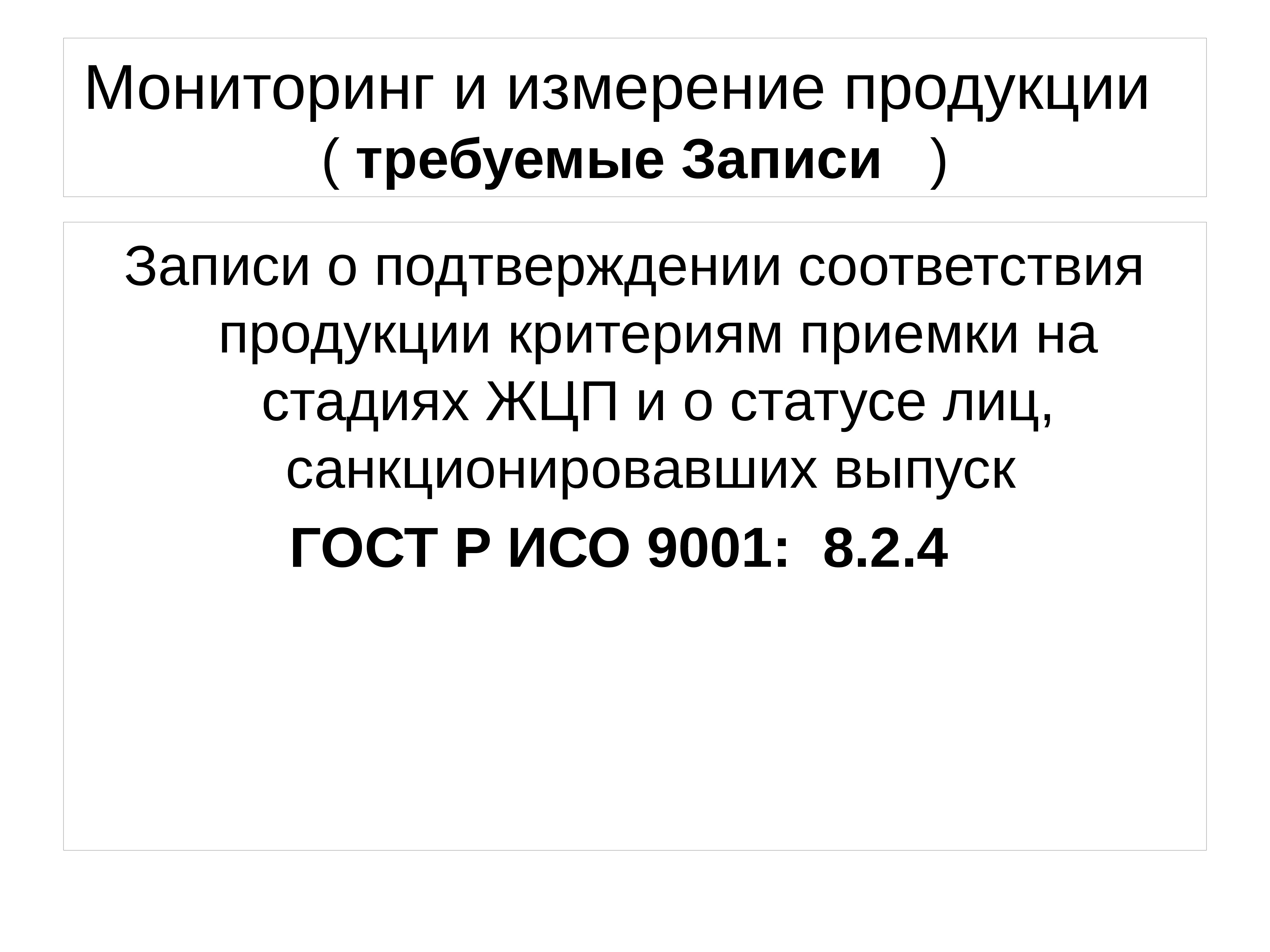 Запись обязательна. Записи по качеству. Мониторинг и измерение продукции,критерии приемки продукции. Перечень для презентации. Перечень обязательных записей по МС.