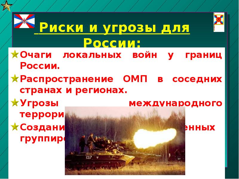 Риски и угрозы для России: Очаги локальных войн у границ России.