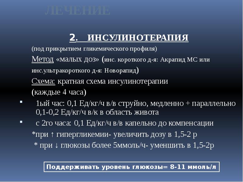 ЛЕЧЕНИЕ
2. ИНСУЛИНОТЕРАПИЯ
(под прикрытием ЛЕЧЕНИЕ
2. ИНСУЛИНОТЕРАПИЯ
(под прикрытием