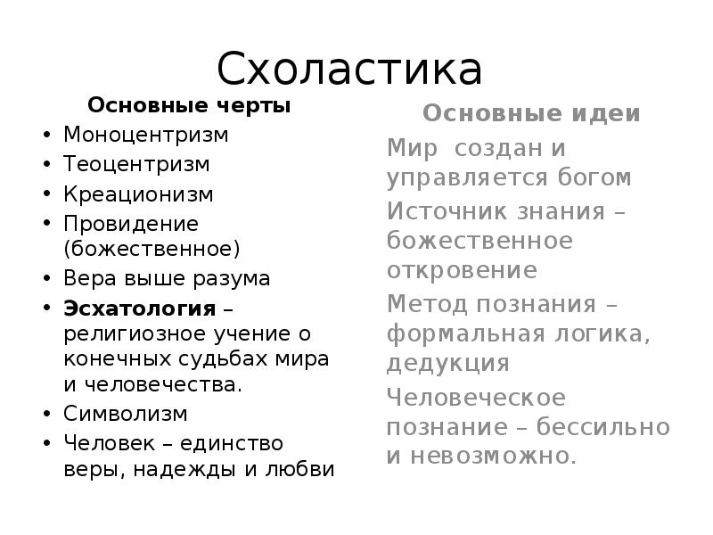 Задача философии с точки зрения схоластов