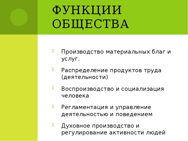 Функции общества воспроизводство и социализация человека