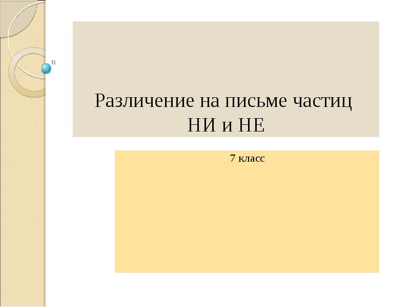 Различение частиц не и ни презентация