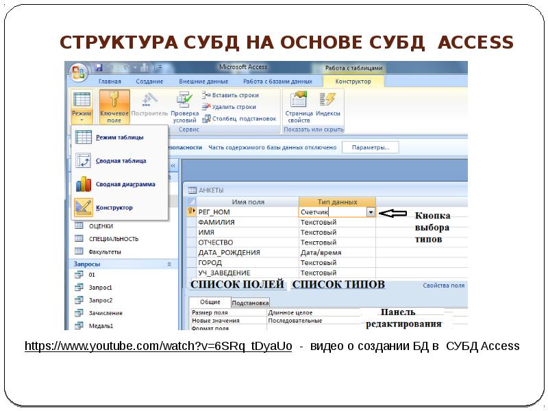 Система управления базами данных ms access презентация