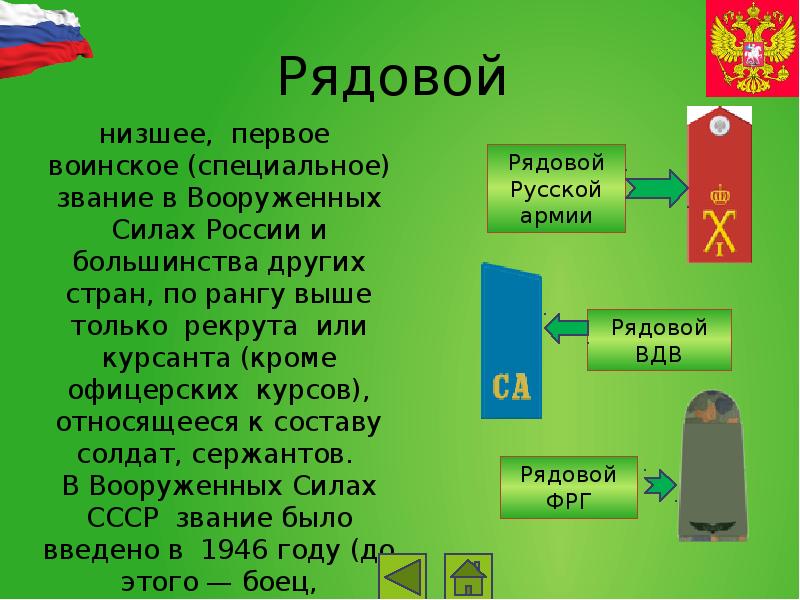 Низшее воинское звание россии