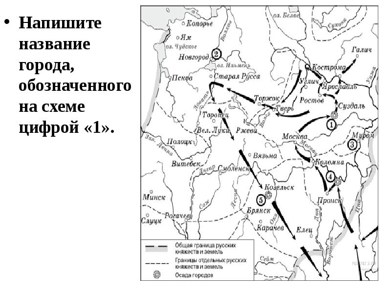 Напишите название города обозначенного на схеме цифрой 4