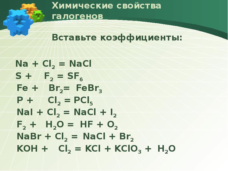 Cl2 галоген. Fe+br=febr2. Химические свойства галогенов h2+f2. Fe br2 febr3. Уравнение реакций характеризующих химические свойства галогенов.