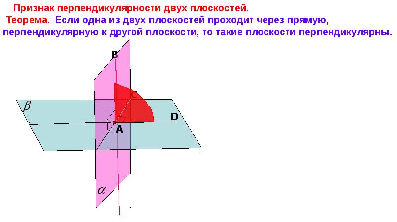 Перпендикулярность плоскостей 10 класс