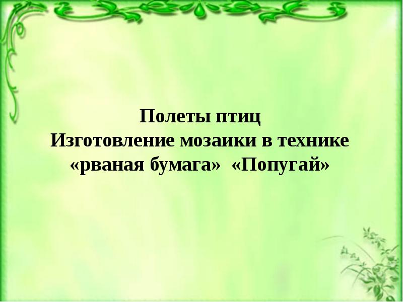 Полеты птиц изделие попугай презентация 1 класс