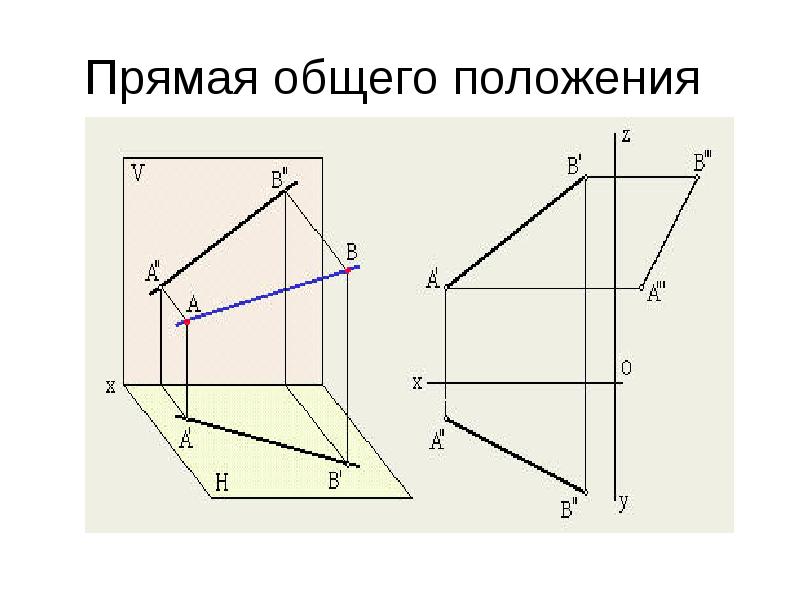 Установите соответствие между видом прямых и их изображением профильная прямая уровня