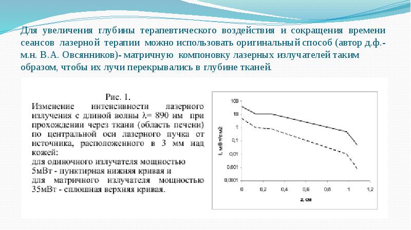 Для увеличения глубины терапевтического воздействия и сокращения времени сеансов лазерной терапии Для увеличения глубины терапевтического воздействия и сокращения времени сеансов лазерной терапии