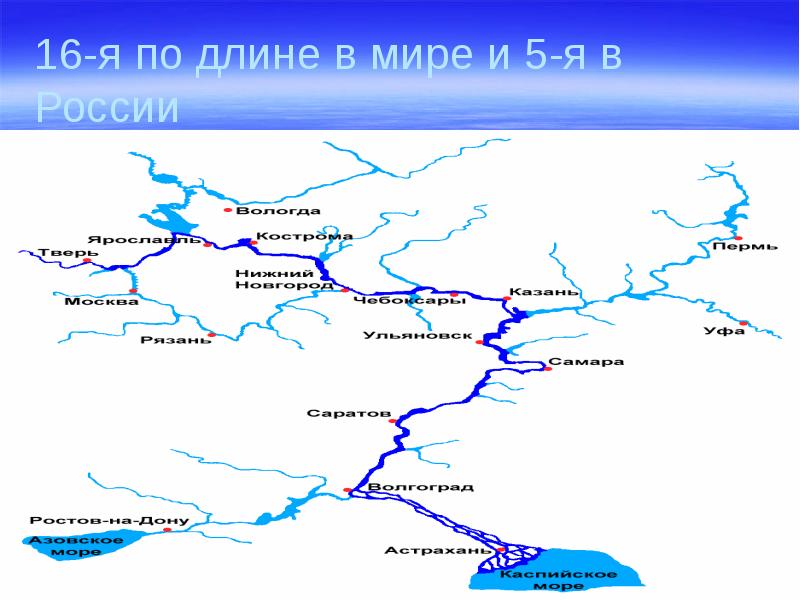 Карта реки волга от истока до устья