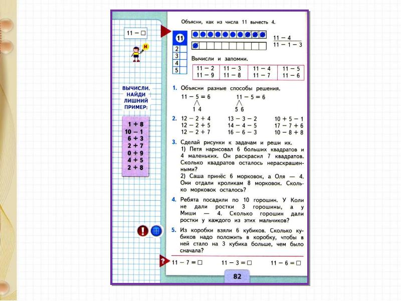 Презентация 1 класс математика вычитание 11