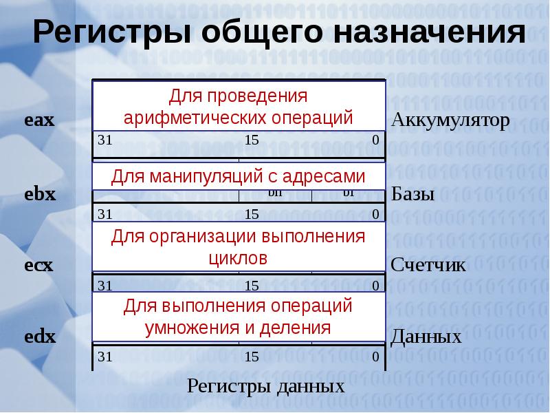 Компоненты языка c. Управляющие регистры ассемблер. Регистры общего назначения. Компоненты языка. Регистры общего назначения Информатика.