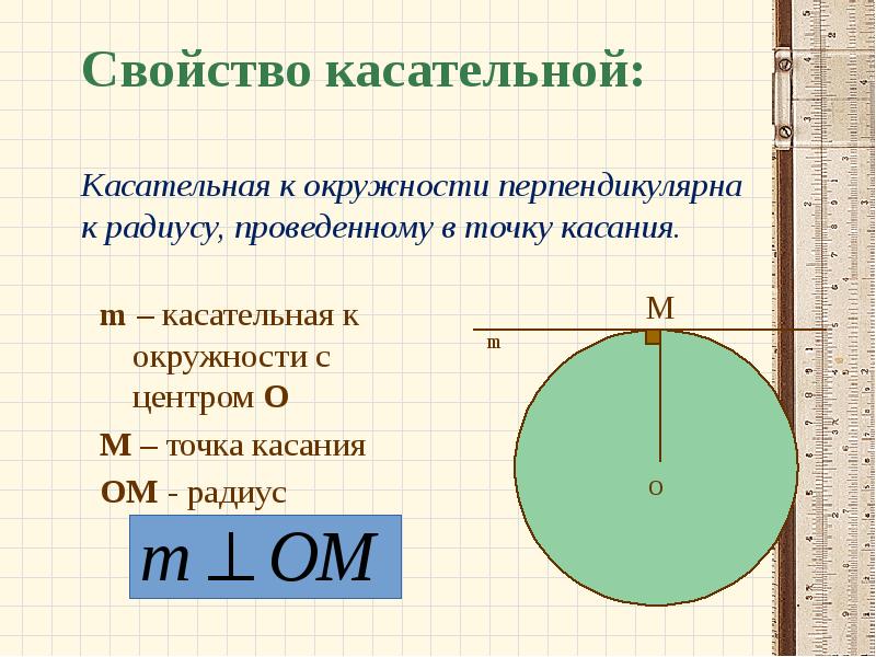 Свойства касательной. Касательная к окружности. Касательная к окружности перпендикулярна радиусу. Взаимное расположение прямой и окружности касательная к окружности.